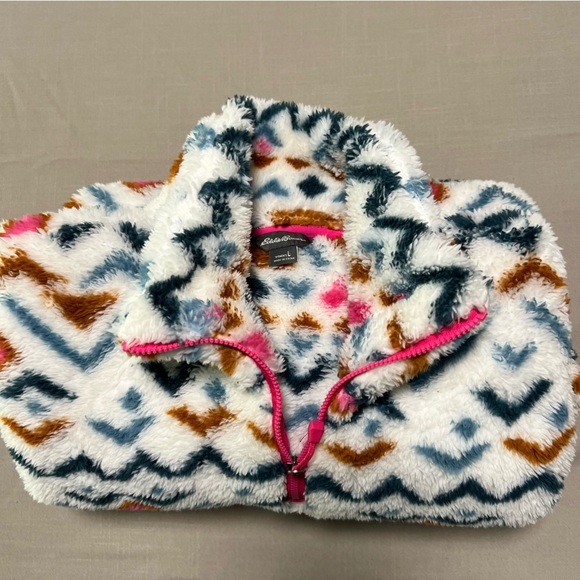 Eddie Bauer 1/4 Zip Pullover Fleece Aztec Print So Soft Size L - Picture 8 of 9